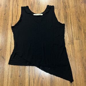 Cynthia Ashby Tank Top Womens XL Black Layered Lagenlook Sleeveless Asymmetrical